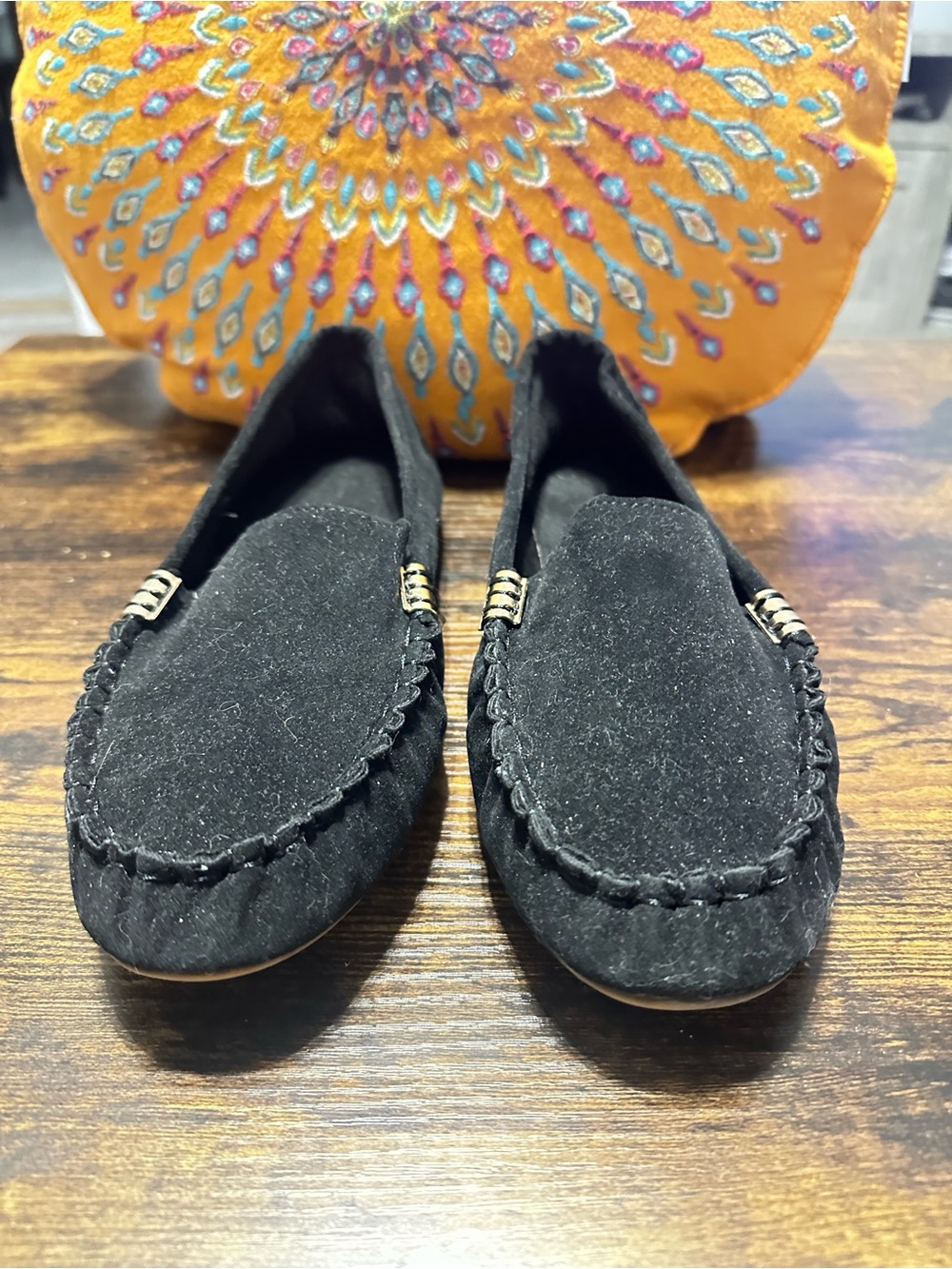 Women's maBlack Suede Moccasin Loafers - Soft Slip-On Comfort Classic black sued